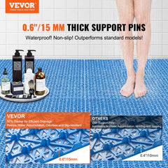 VEVOR Interlocking Tile 55PCS Blue, Drainage Tiles 12" x 12" Splicing, Soft PVC Interlocking Drainage Floor Tiles