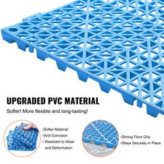 VEVOR Interlocking Tile 55PCS Blue, Drainage Tiles 12" x 12" Splicing, Soft PVC Interlocking Drainage Floor Tiles