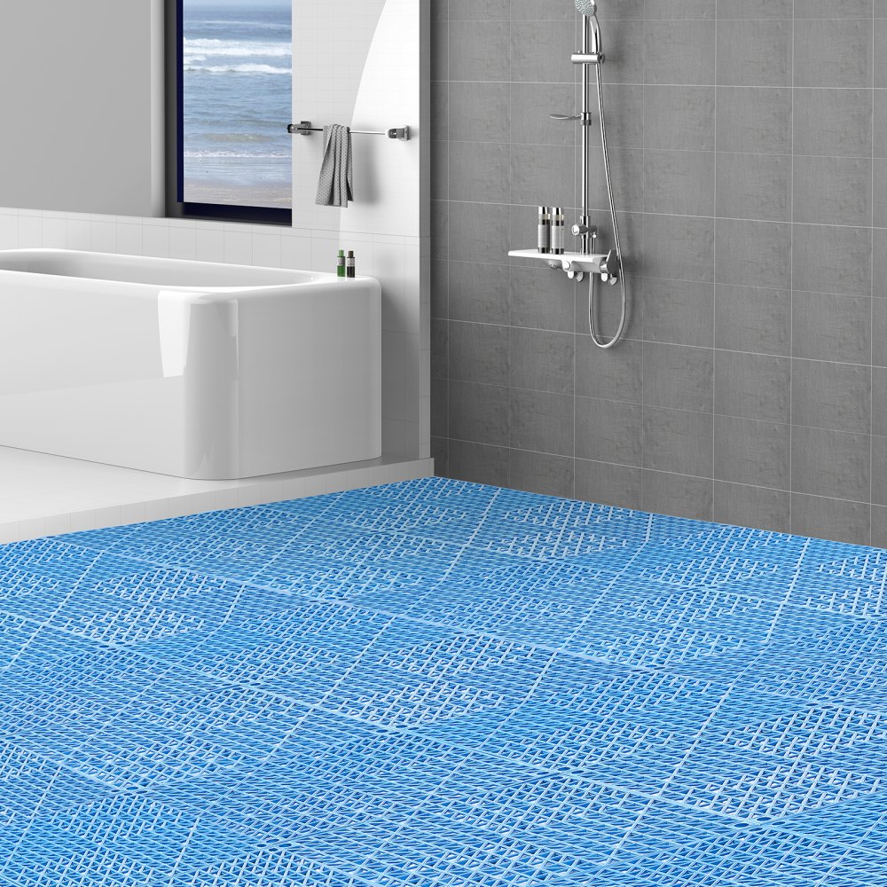 VEVOR Interlocking Tile 55PCS Blue, Drainage Tiles 12" x 12" Splicing, Soft PVC Interlocking Drainage Floor Tiles