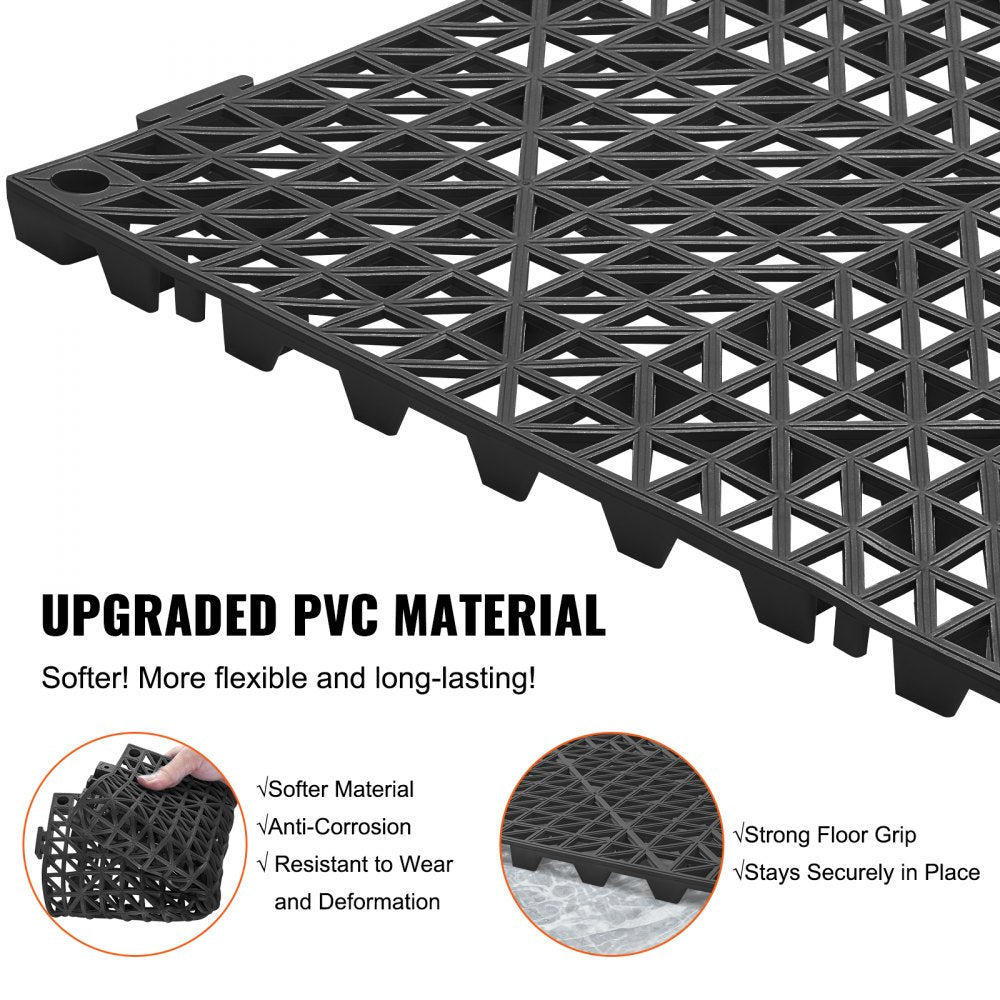 VEVOR Modular Interlocking Cushion, 12 Pack 12" x 12" Splicing Drainage Mats, Soft PVC Interlocking Drainage Floor