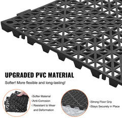VEVOR Modular Interlocking Cushion, 12 Pack 12" x 12" Splicing Drainage Mats, Soft PVC Interlocking Drainage Floor