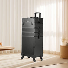 VEVOR 5 in 1 Professional Makeup Train Case Aluminum Cosmetic Case, Rolling Makeup Case Extra Large Trolley Makeup
