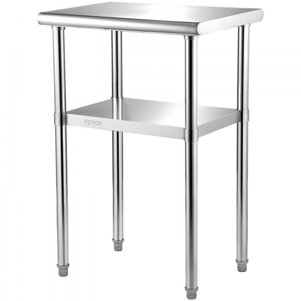 VEVOR Stainless Steel Prep Table, 24 x 18 x 36 Inch, 600lbs Load Capacity Heavy Duty Metal Worktable with Adjustable