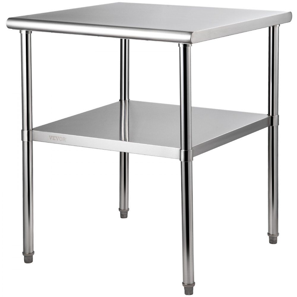 VEVOR Stainless Steel Prep Table, 30 x 30 x 36 Inch, 800lbs Load Capacity Heavy Duty Metal Worktable with Adjustable
