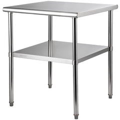 VEVOR Stainless Steel Prep Table, 30 x 30 x 36 Inch, 800lbs Load Capacity Heavy Duty Metal Worktable with Adjustable