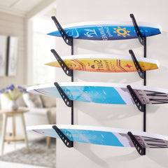 VEVOR Surfboard Wall Mount, 4 Tiers Horizontal Surfboard Rack for Storage and Display, Adjustable Height Metal Board