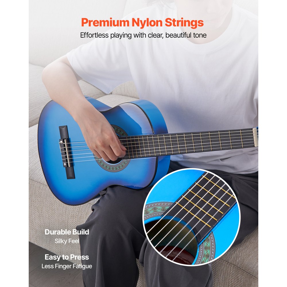 VEVOR Classical Guitar, 30 Inch, Wood Classical Guitar Starter Kit for Beginners, with Nylon Strings, Gig Bag, Strap