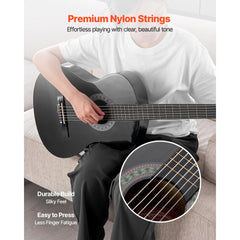 VEVOR Classical Guitar, 30 Inch, Wood Classical Guitar Starter Kit for Beginners, with Nylon Strings, Gig Bag, Strap