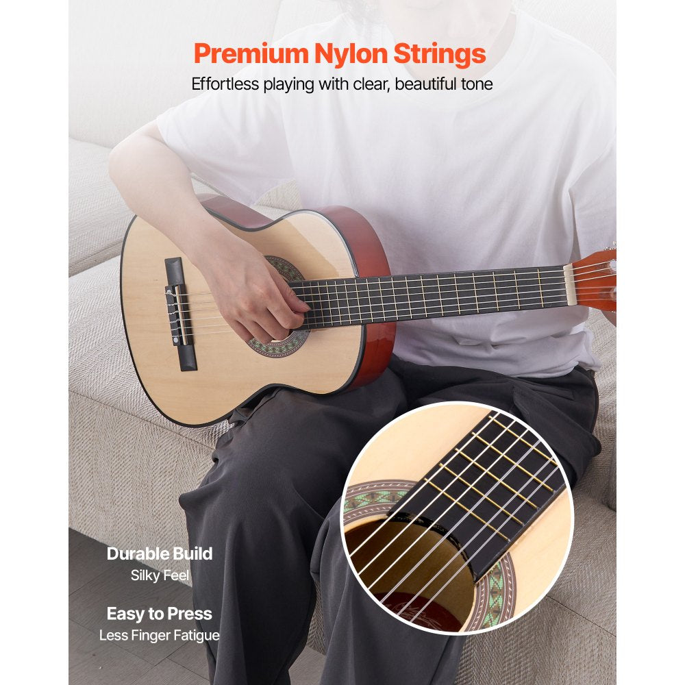 VEVOR Classical Guitar, 30 Inch, Wood Classical Guitar Starter Kit for Beginners, with Nylon Strings, Gig Bag, Strap