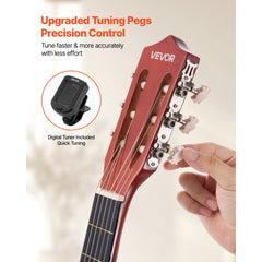 VEVOR Classical Guitar, 38 Inch, Wood Classical Guitar Starter Kit for Beginners, with Nylon Strings, Gig Bag, Strap