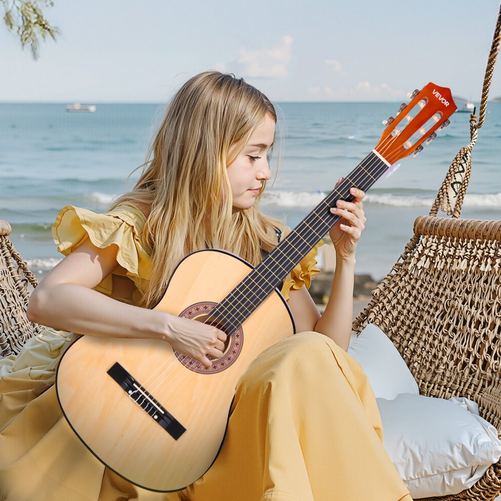 VEVOR Classical Guitar, 38 Inch, Wood Classical Guitar Starter Kit for Beginners, with Nylon Strings, Gig Bag, Strap