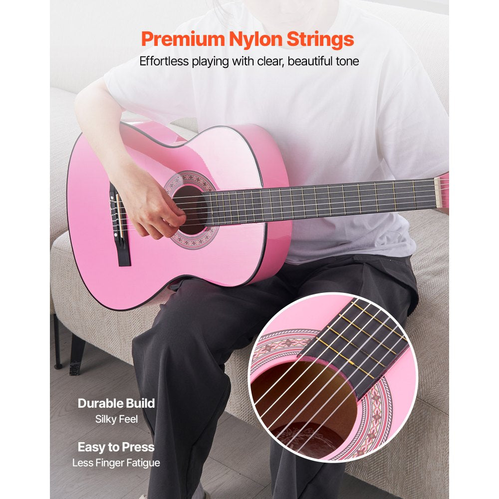VEVOR Classical Guitar, 38 Inch, Wood Classical Guitar Starter Kit for Beginners, with Nylon Strings, Gig Bag, Strap