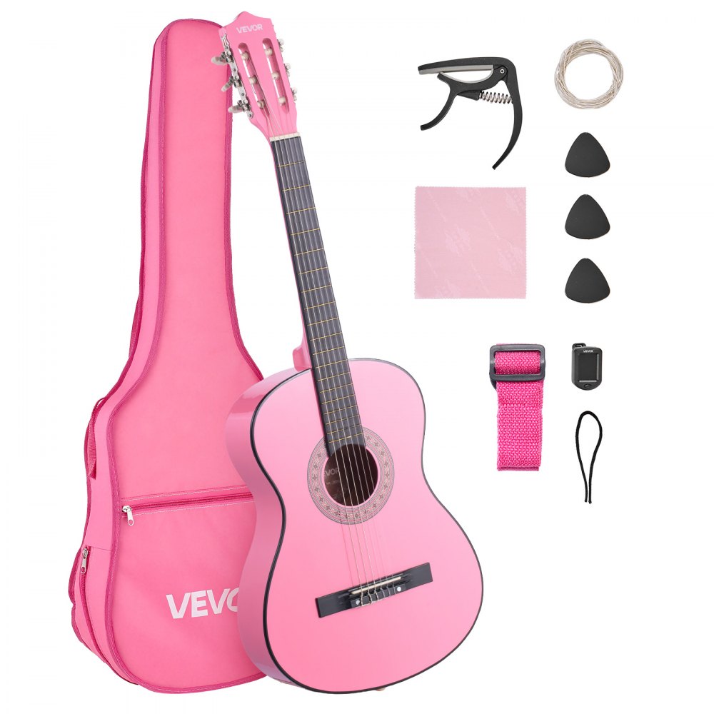 VEVOR Classical Guitar, 38 Inch, Wood Classical Guitar Starter Kit for Beginners, with Nylon Strings, Gig Bag, Strap