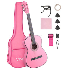 VEVOR Classical Guitar, 38 Inch, Wood Classical Guitar Starter Kit for Beginners, with Nylon Strings, Gig Bag, Strap