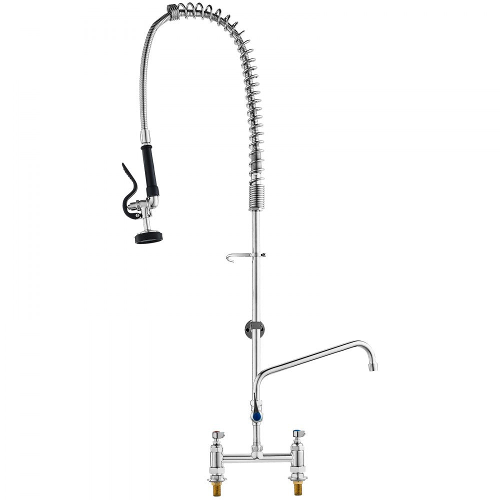 VEVOR Industrial Sink Faucet, 44" Tall, 8" Install Space, 12" Rotating Spout, Surface Mount, Brass-Made with Extendable