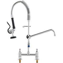VEVOR Commercial Faucet with Pre-Rinse Sprayer, 26" Height, 8" Center, 12" Swing Spout, Deck Mount Kitchen Sink Faucet