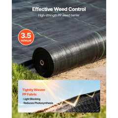 VEVOR Weed Barrier Fabric Heavy Duty, 13x115FT 3.5oz Landscape Fabric, Woven Weed Blocker Fabrics, Garden Fabrics Weeds
