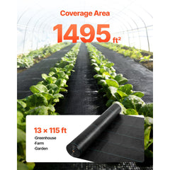 VEVOR Weed Barrier Fabric Heavy Duty, 13x115FT 3.5oz Landscape Fabric, Woven Weed Blocker Fabrics, Garden Fabrics Weeds