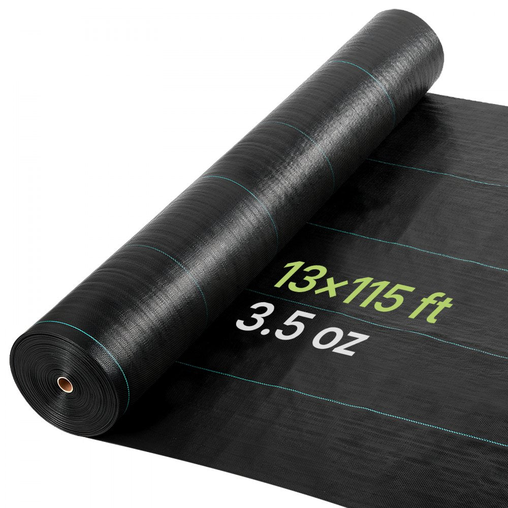 VEVOR Weed Barrier Fabric Heavy Duty, 13x115FT 3.5oz Landscape Fabric, Woven Weed Blocker Fabrics, Garden Fabrics Weeds