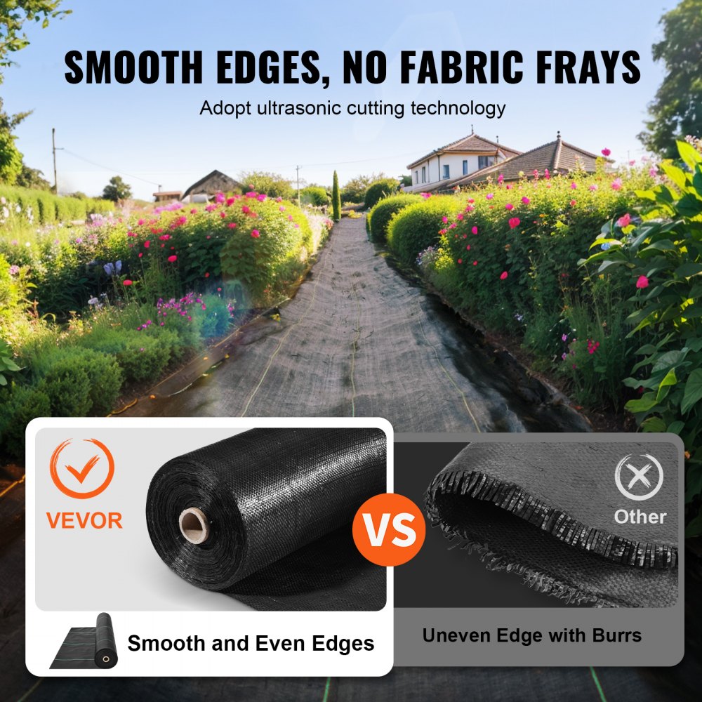 VEVOR 13FTx60FT Premium Heavy Duty Weed Barrier Landscape Fabric, 5OZ Woven Geotextile Fabric Under Gravel, High
