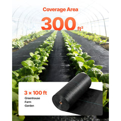 VEVOR Weed Barrier Fabric Heavy Duty, 3x100FT 5oz Landscape Fabric, Woven Weed Blocker Fabrics, Garden Fabrics Weeds