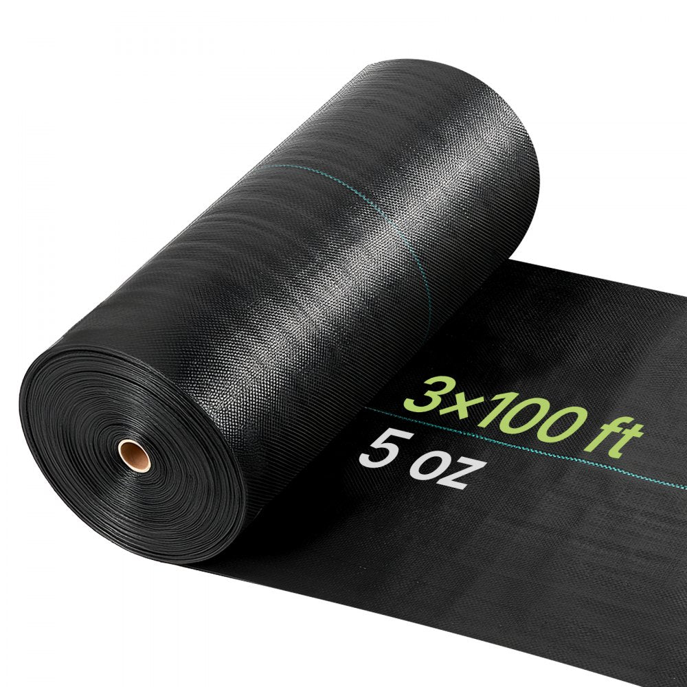 VEVOR Weed Barrier Fabric Heavy Duty, 3x100FT 5oz Landscape Fabric, Woven Weed Blocker Fabrics, Garden Fabrics Weeds