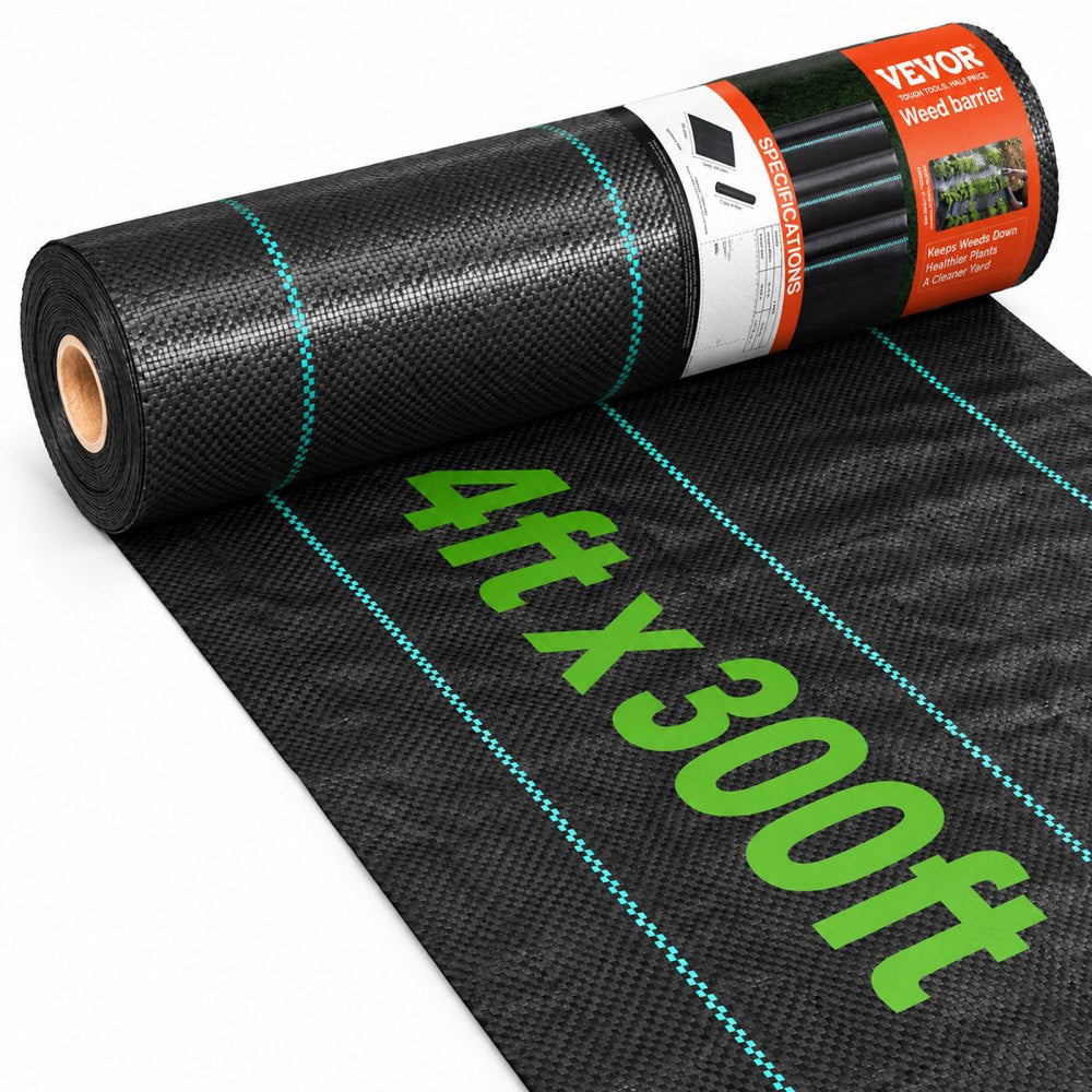 VEVOR 4FTx300FT Premium Heavy Duty Weed Barrier Landscape Fabric, 3.2OZ Woven Geotextile Fabric Under Gravel, High