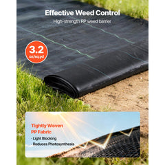 VEVOR Weed Barrier Fabric Heavy Duty, 2 Packs 4x50FT 3.2oz Weed Blocker Fabric, Woven Landscape Fabrics, Garden Fabrics