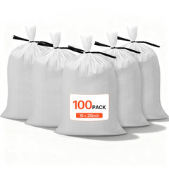 VEVOR Empty Sandbags, 100 Packs 16 x 26 in, Heavy Duty Sand Bags Sacks with Ties, 50lb Capacity Woven Polypropylene