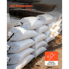 VEVOR Empty Sandbags, 200 Packs 16 x 26 in, Heavy Duty Sand Bags Sacks with Ties, 50lb Capacity Woven Polypropylene