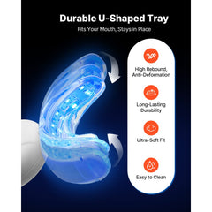 VEVOR Teeth Whitening Kit with LED Light, 32 LED Accelerator Lights, Whitening Strips, Pens and Gel Syringes, U-Shaped