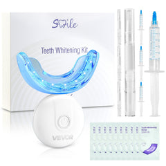 VEVOR Teeth Whitening Kit with LED Light, 32 LED Accelerator Lights, Whitening Strips, Pens and Gel Syringes, U-Shaped
