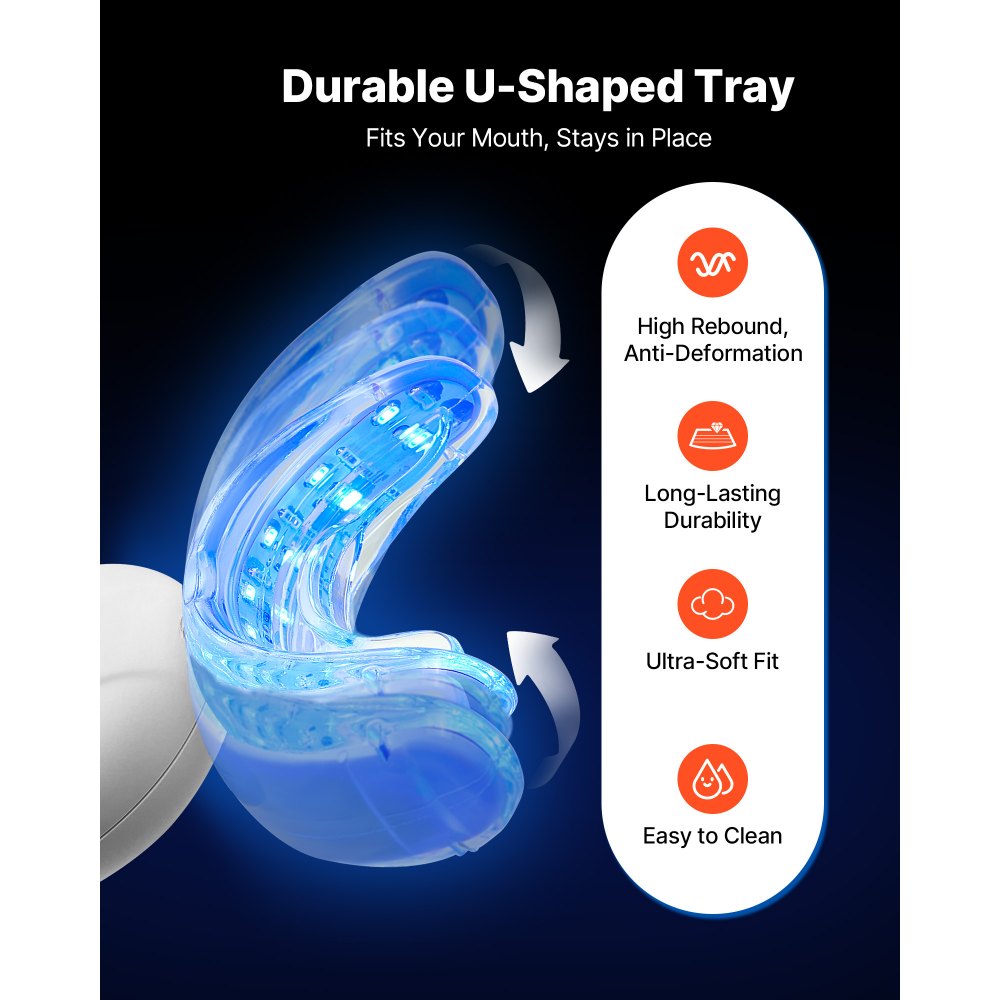VEVOR Teeth Whitening Kit with LED Light, 32 LED Accelerator Lights, Whitening Gel Syringe, Desensitizing Gel, and