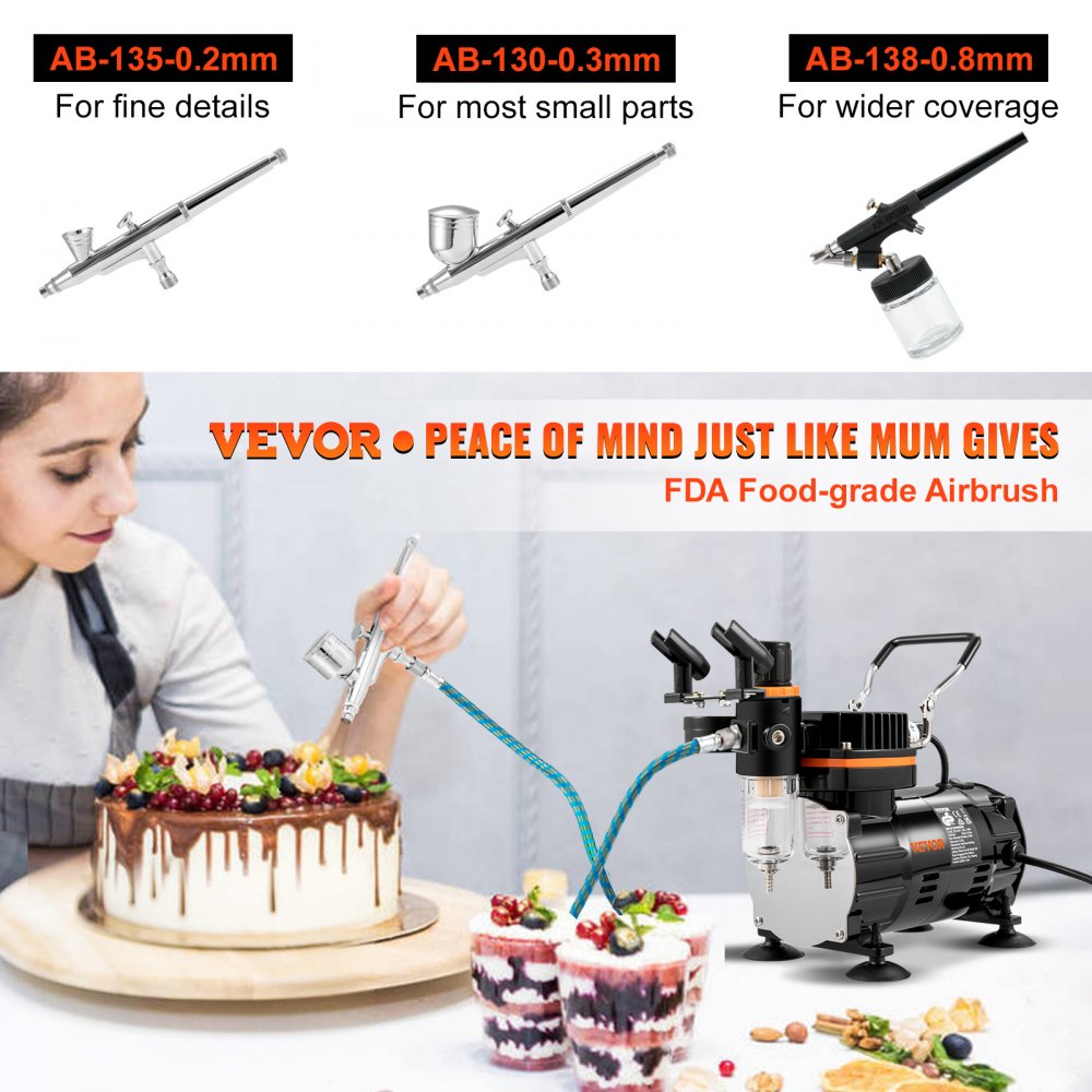 VEVOR Airbrush Ensemble, Expert Airbrush Kit with Compressor, Multi-Use Dual-Action Gravity Feed Airbrush System for