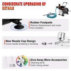 VEVOR Airbrush Ensemble, Expert Airbrush Kit with Compressor, Multi-Use Dual-Action Gravity Feed Airbrush System for