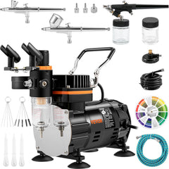 VEVOR Airbrush Ensemble, Expert Airbrush Kit with Compressor, Multi-Use Dual-Action Gravity Feed Airbrush System for