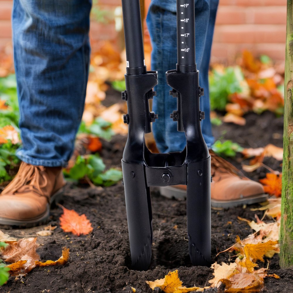 VEVOR Post Hole Digger, Heavy Duty Post Hole Digger with Fiberglass Handle, Manual Hole Digger with Scale Markings and