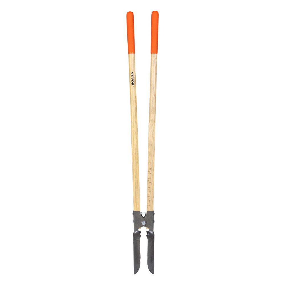 VEVOR Post Hole Digger, Heavy Duty Post Hole Digger with Wood Handle, Manual Hole Digger with Scale Markings and Metal