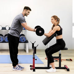 VEVOR Preacher Curl Bench, Strength Training Biceps Machine, Max load 440 LBS Home Gym Equipment, Seated Arm Isolated