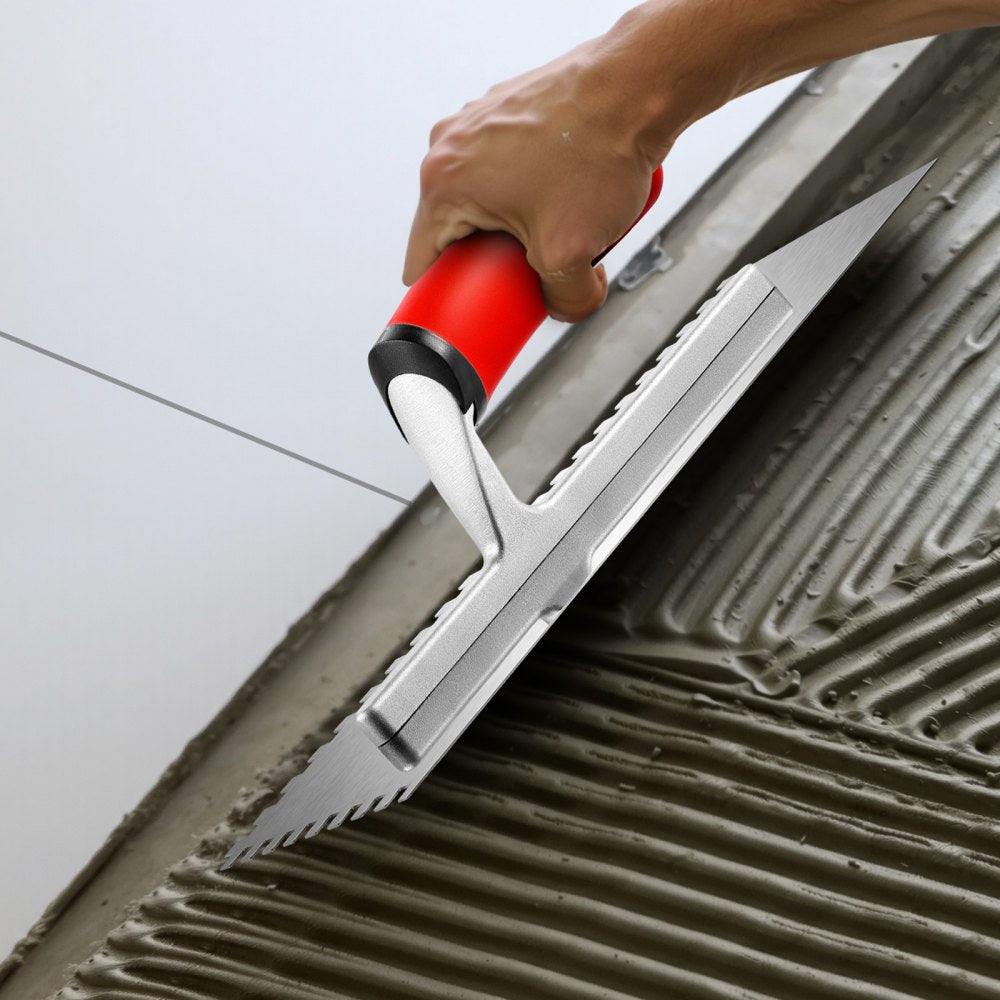 VEVOR Tile Tools, Stainless Steel Squared Notch Tile and Flooring Trowel, 10.9 x 4.4 in Pro Grade Drywall Tool