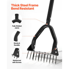 VEVOR Lawn Aerator, 9.2 in Manual Core Aerator Tool with 15 Iron Spikes, Long Handle & Wide Plate, Heavy Duty Grass