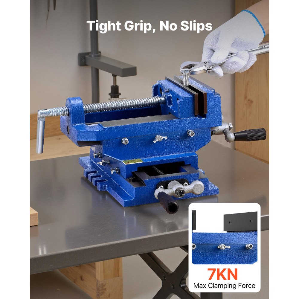 VEVOR Cross Slide Drill Press Vise, 4 Inch Jaw Width, 2 Way X-Y Axis Bench Vise, 3.5 Inch Max Jaw Opening, Heavy Duty