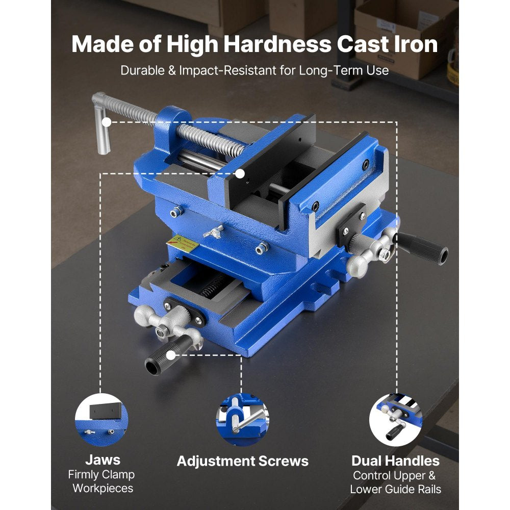 VEVOR Cross Slide Drill Press Vise, 4 Inch Jaw Width, 2 Way X-Y Axis Bench Vise, 3.5 Inch Max Jaw Opening, Heavy Duty