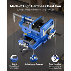 VEVOR Cross Slide Drill Press Vise, 4 Inch Jaw Width, 2 Way X-Y Axis Bench Vise, 3.5 Inch Max Jaw Opening, Heavy Duty