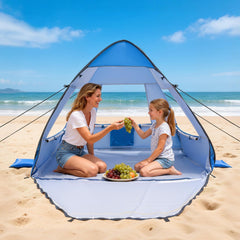 VEVOR Beach Tent Sun Shelter for 2 Person, UPF 50+ Protection, Portable Sun Shade Canopy with Carrying Bag & Sand