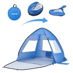 VEVOR Beach Tent Sun Shelter for 2 Person, UPF 50+ Protection, Portable Sun Shade Canopy with Carrying Bag & Sand