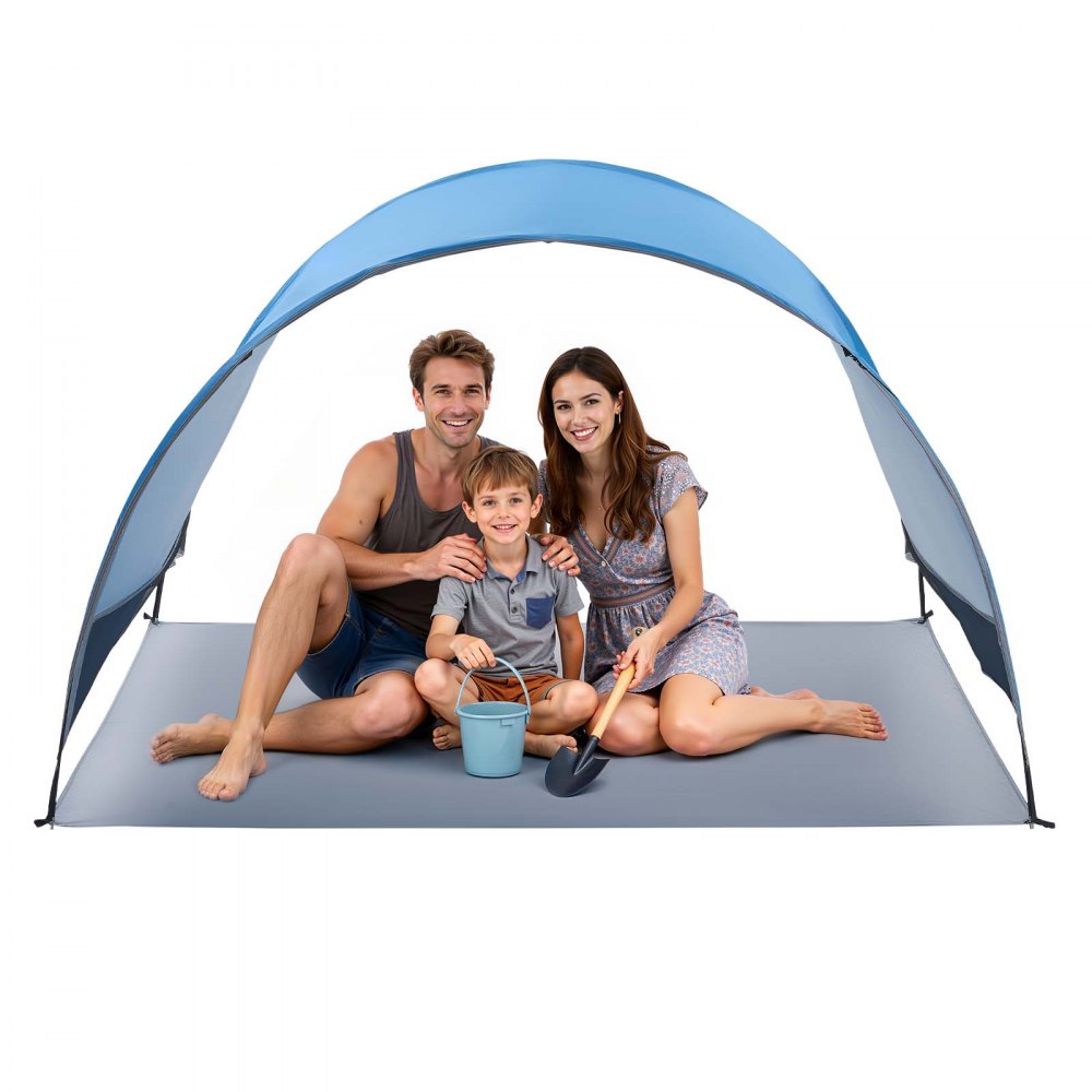 VEVOR Beach Tent Sun Shelter for 3 Person, UPF 50+ Protection, Portable Sun Shade Canopy with Carrying Bag & Ground