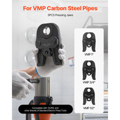 VEVOR VMP Press Jaws, 3PCS Pressing Jaws 1/2", 3/4" & 1" - Compatible with Megapress Carbon Steel Pipes, Work with 32KN
