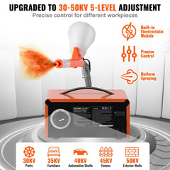 VEVOR Powder Coating System, 50KV Electrostatic Output Powder Coating Kit with Foot Switch, Spray Gun, Nozzles and
