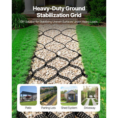 VEVOR Gravel Grid, 2 Inch Depth, 17.06 x 8.86 FT / 5200 x 2700 mm, 1880 LBS Per Sq ft Grass Ground Retainer, Permeable